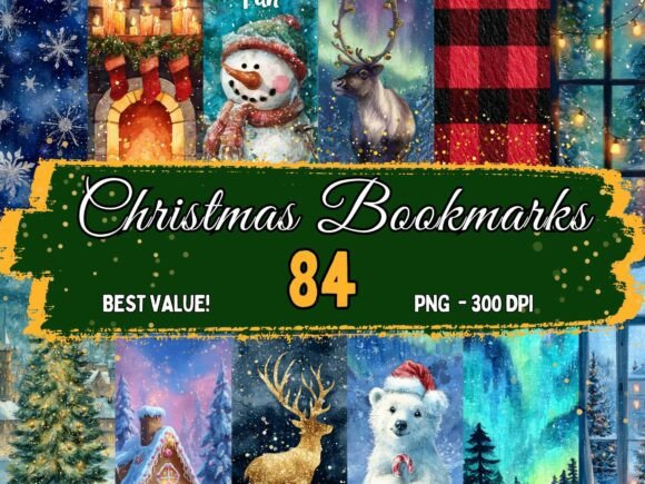 Christmas Bookmarks Bundle: Festive Illustrations for Local Branding