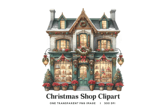 Christmas Boutique Storefront PNG for Illustrations