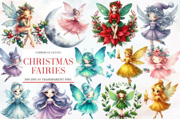 Christmas Fairies Clipart Review for Illustrations