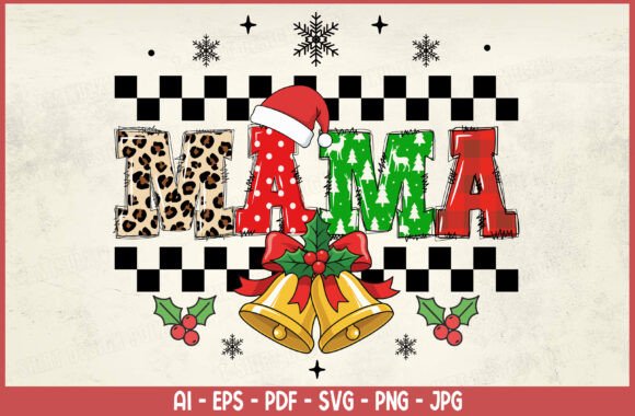 Christmas Mama PNG SVG T-shirt Design Review for Illustrations