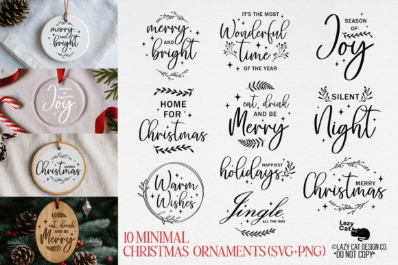 Christmas Ornaments Minimal SVG PNG Set