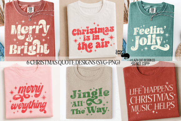 Christmas Quote Trendy SVG PNG Bundle: Illustrations for Crafters
