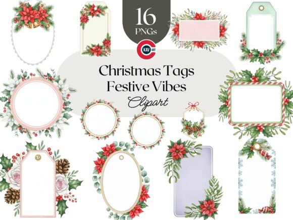 Christmas Tag Clipart with Poinsettias: A Publisher’s Review of Seasonal Illustrations