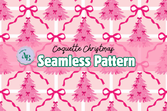 Coquette Christmas Tree Seamless Pattern for Branding and Illustrations