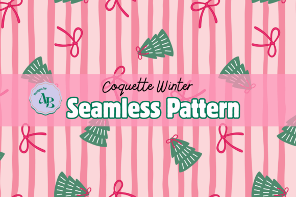 Coquette Girly Christmas Pattern Design for Illustrations