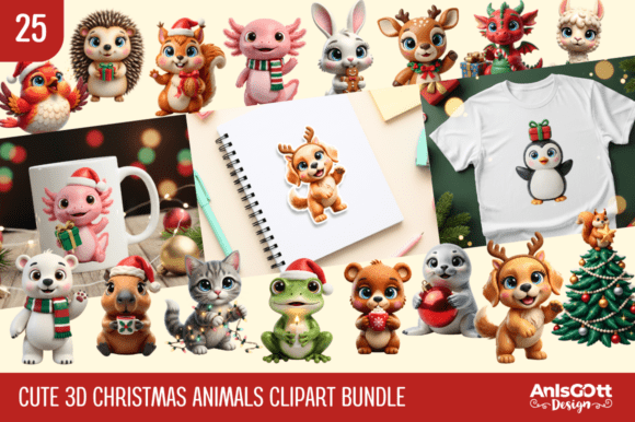 Cute 3D Christmas Animals Clipart Bundle: A Brand Designer’s Review for Local Business Illustrations