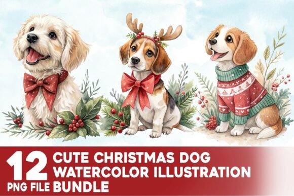 Cute Christmas Dog Watercolor Bundle: A Designer’s Review of Holiday Illustrations