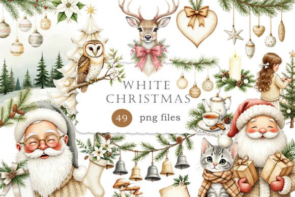 Festive White Christmas Decorations PNG Review