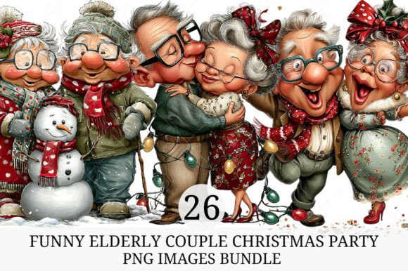 Funny Elderly Couple Christmas Party PNG: A Review for Bloggers and Illustrations