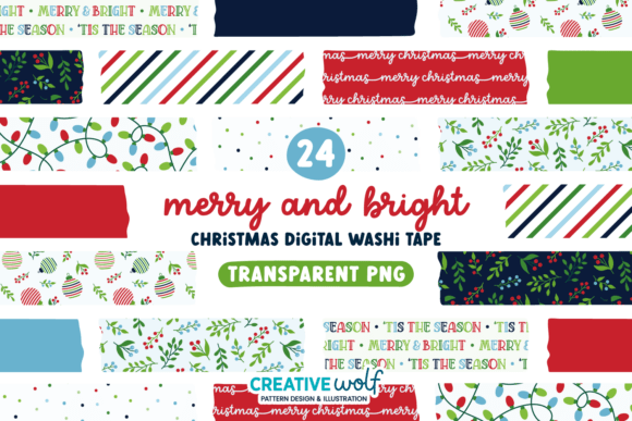 Merry Bright Christmas Washi Tape Set: Essential Illustrations for Holiday Content