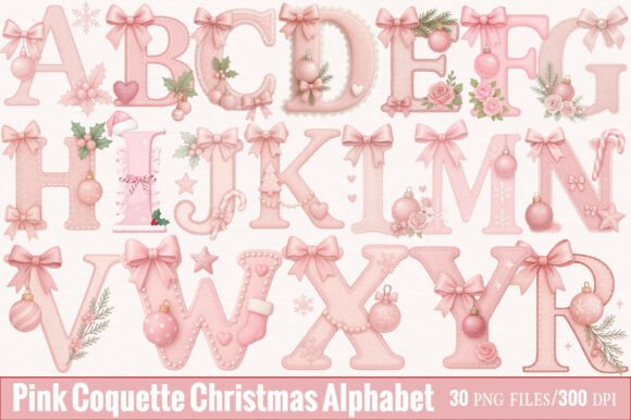 Pink Coquette Christmas Alphabet Bundle: A Crafter’s Review of the Illustrations