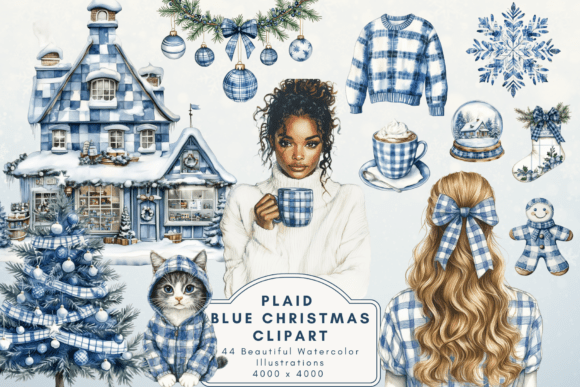 Plaid Blue Christmas Clipart: A Designer’s Review for Branding and Illustrations