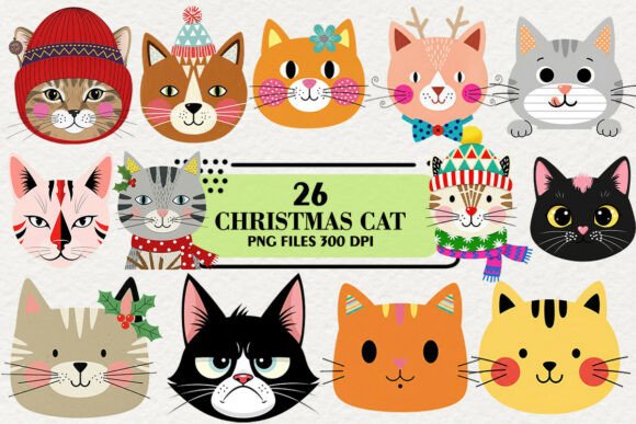 Quirky Christmas Cat Face Clipart Review