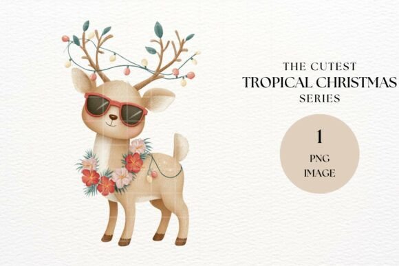 Tropical Reindeer Christmas Clipart PNG: A Designer’s Review for Illustrations