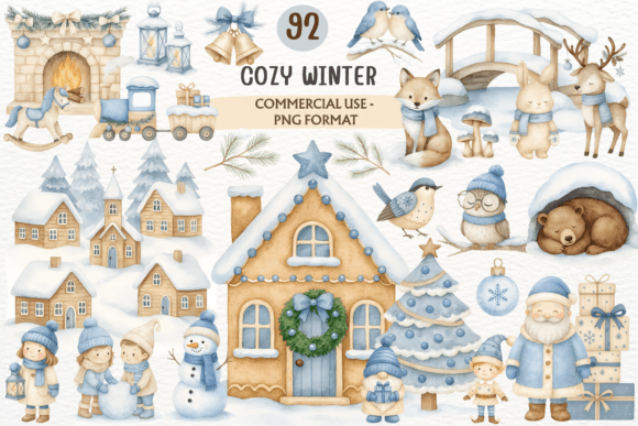 Watercolor Cozy Winter Clipart Christmas Illustrations Review