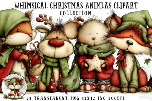 Whimsical Christmas Animals Clipart & Illustrations Review