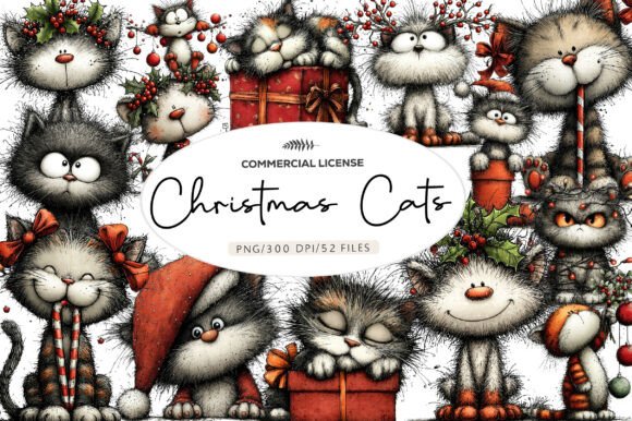 Whimsical Christmas Cats Watercolor Illustrations Review