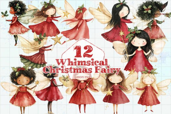 Whimsical Christmas Fairy PNG for Illustrations and Blog Graphics