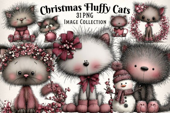 Whimsical Christmas Fluffy Cats Clipart: A Designer’s Review