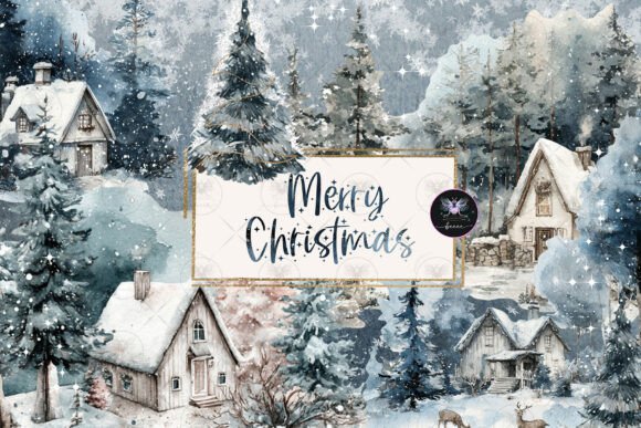 Winter Forest Christmas Watercol Clipart